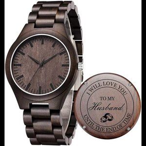 Father's Day Gifts - To My Husband - Engraved Wooden Watches for Men